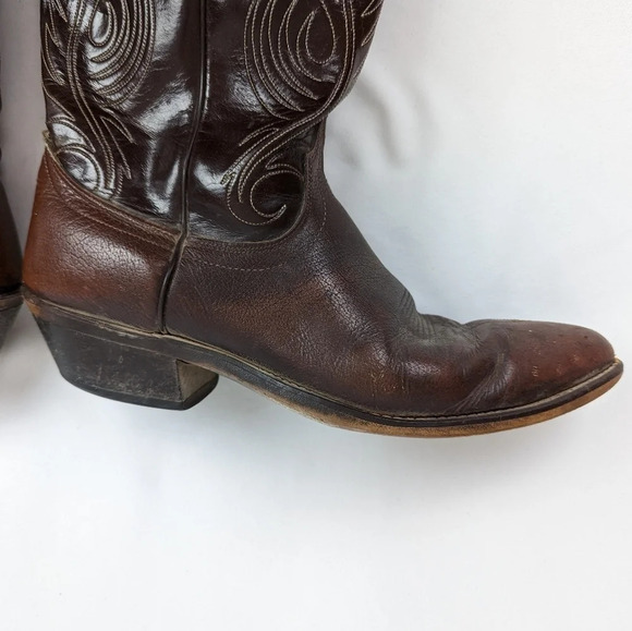Laredo Vintage Mens 10 D Leather Western Cowboy Boots  Pointed Toe Embroidered - Picture 13 of 16